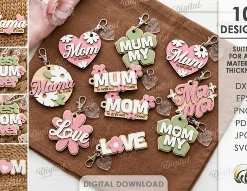 Mothers Day Keychains Bundle Laser 144295837 Creativo Digital